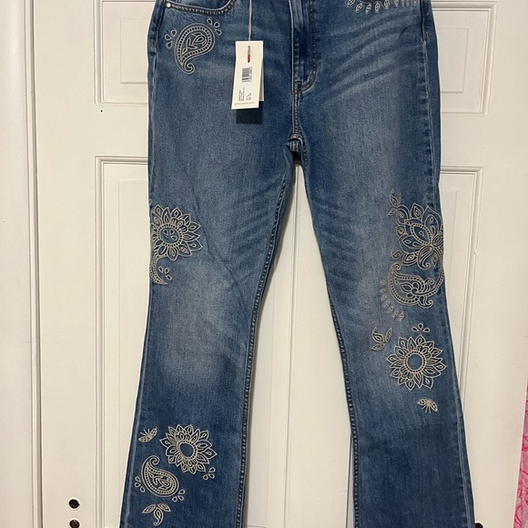 Johnny Was Denim - Johnny Was Blue Boot Cut Jeans with Bandana Embroidery